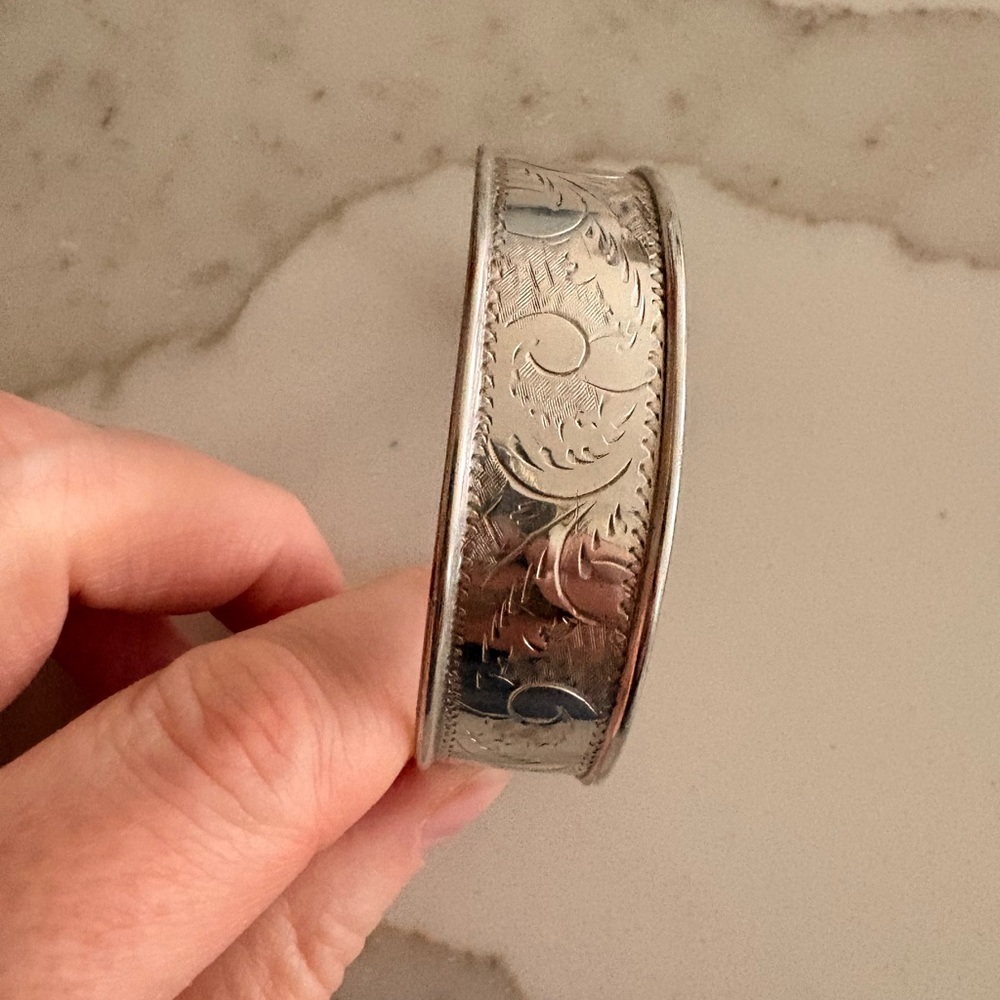 Engraved Sterling Silver Bangle Bracelet